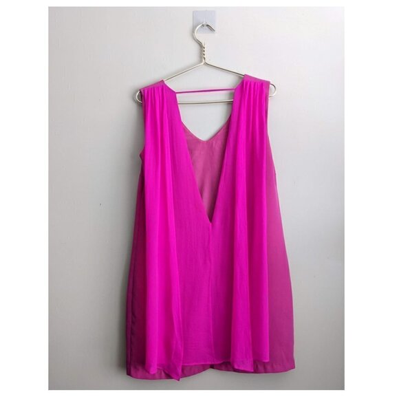 Aryn K Women's Deep V-Back Dress in hot pink - Picture 3 of 4